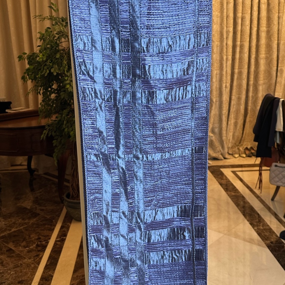 Burberry Luxury Textured Long Scarf | Blue & Purple - Picture 3 of 9